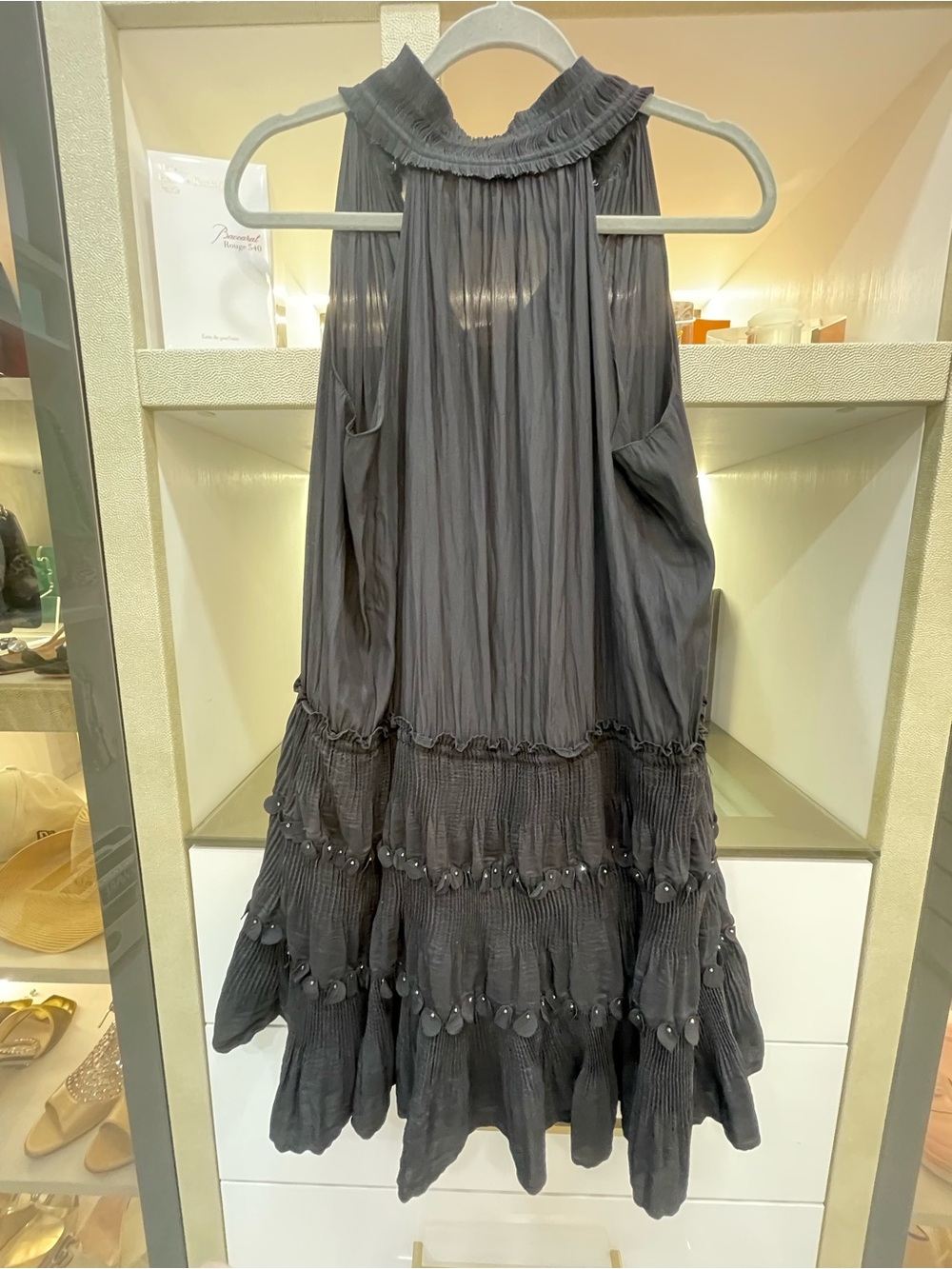 Ramy Brook Black Ruffled Tiered Mini Dress Size Large - Picture 4 of 7